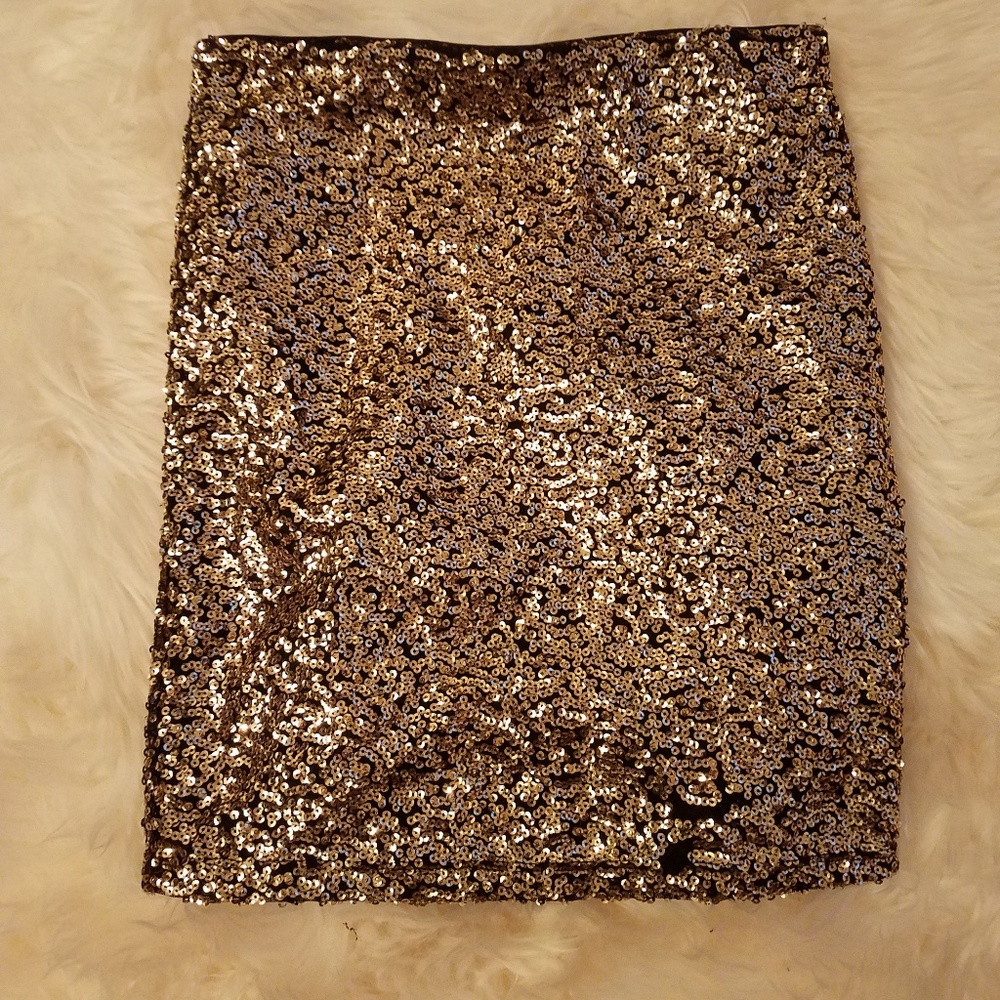 SALE! sequin sparkle shiny bodycon mini skirt gold